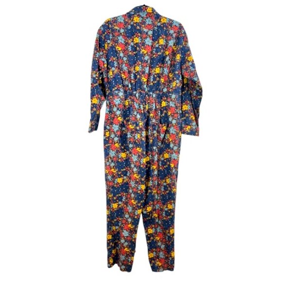 Lucy & Yak Floral Carmen Broilersuit Jumpsuit Blue Large (READ DESCRIPTION) - Picture 4 of 5